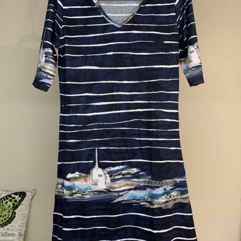 Unique! Handmade V_Neck 3/4 Sleeve Sundress Small